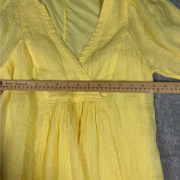 Sundance Yellow V-Neck 100% Linen Guazy Boho Sundress Womens Size XS - Picture 5 of 6